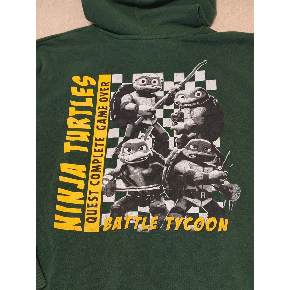 TMNT Mutant Mayhem Hoodie Kids XL 14 Green Battle Tycoon Graphic Sweatshirt